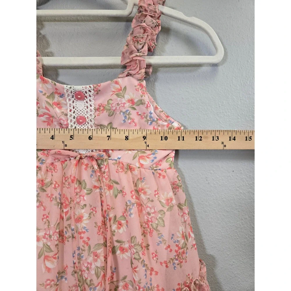 Jona Michelle Floral Ruffle Tiered Chiffon Lace Party Dress Size 6